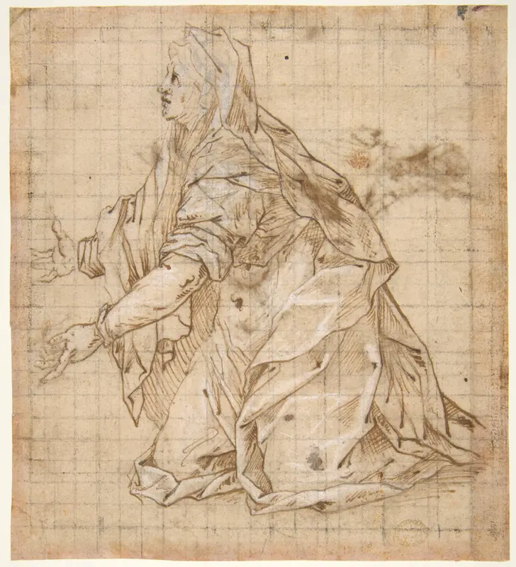 Woman Kneeling Facing Left (recto); Seated Woman Facing Right (verso) Wall Art by Giovanni Battista Trotti ("Il Malosso") - High-Resolution Digital Print