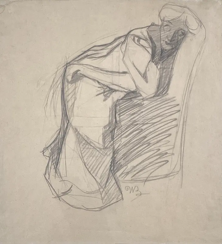Woman Leaning on a Chair (The Artist's Sister) Wall Art by Umberto Boccioni - High-Resolution Digital Print