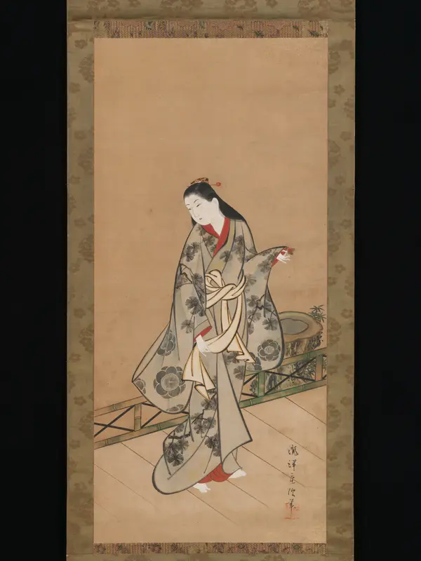 Woman on Veranda Wall Art by Takizawa Shigenobu - High-Resolution Digital Print