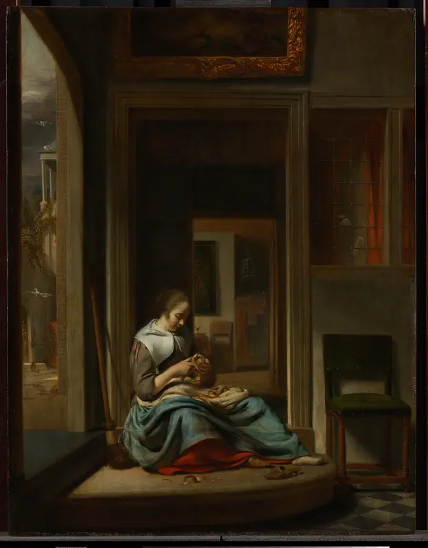 Woman Peeling an Apple Wall Art by Unknown - High-Resolution Digital Print