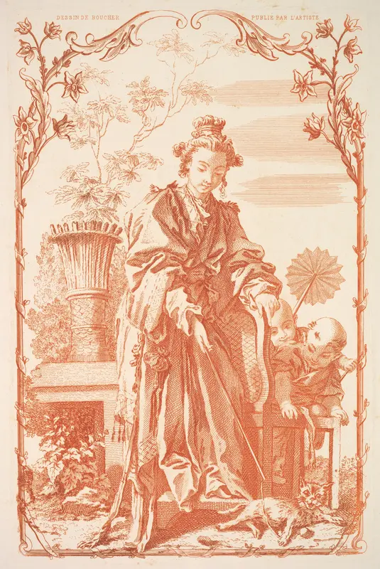 Woman Playing with a Cat Wall Art by François Boucher - High-Resolution Digital Print