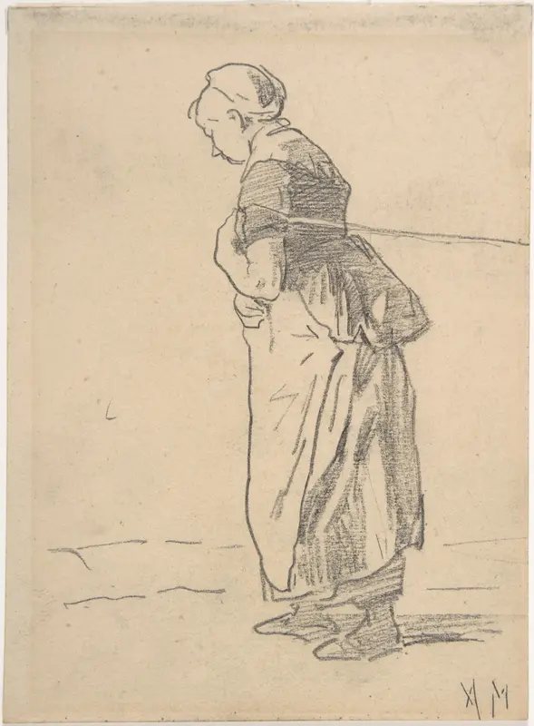 Woman pulling a tow rope. verso: sketch of landscape with figures Wall Art by Anton Mauve - High-Resolution Digital Print