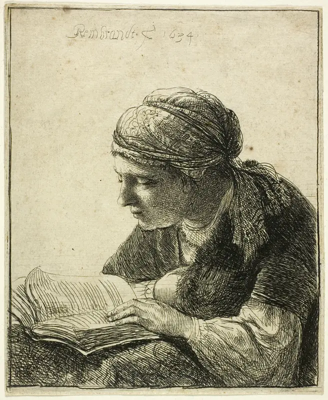 Woman Reading Wall Art by Rembrandt van Rijn - High-Resolution Digital Print