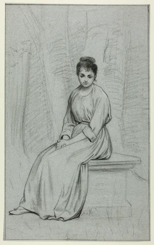 Woman Resting on Stone Bench Wall Art by Henry Stacy Marks - High-Resolution Digital Print