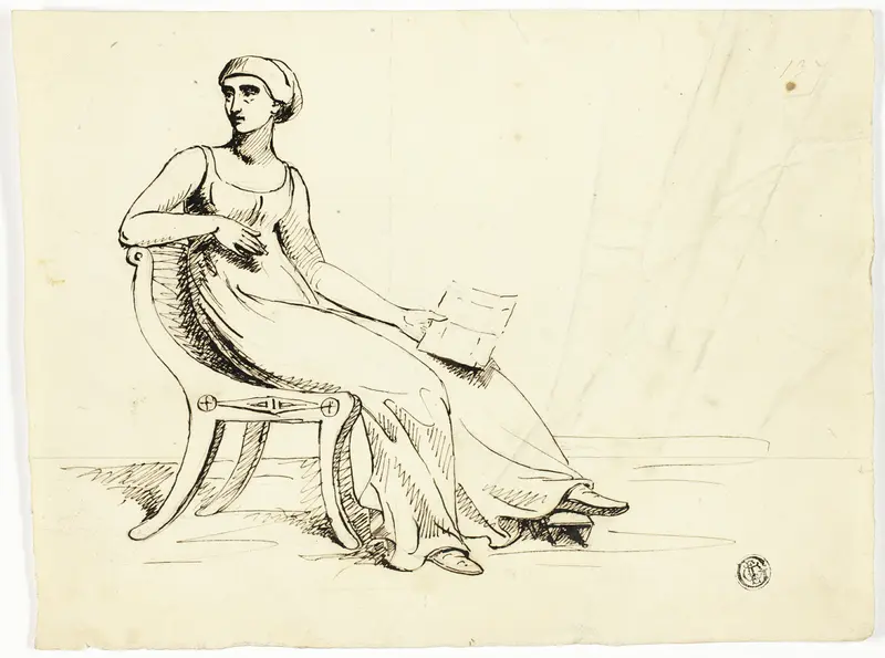 Woman Seated in Roman Chair Wall Art by John Downman - High-Resolution Digital Print