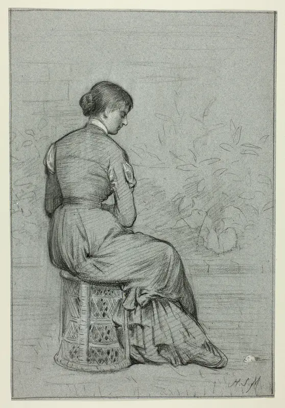 Woman Seated on a Tabouret Wall Art by Henry Stacy Marks - High-Resolution Digital Print