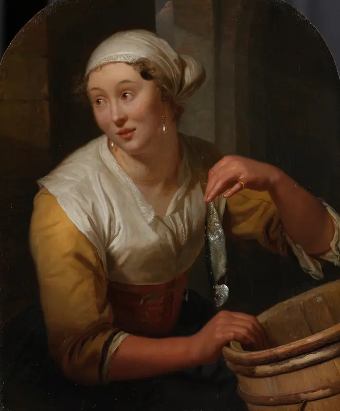 Woman Selling Herrings Wall Art by Unknown - High-Resolution Digital Print