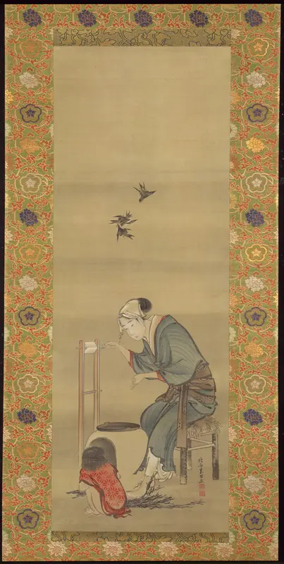Woman Spinning Silk