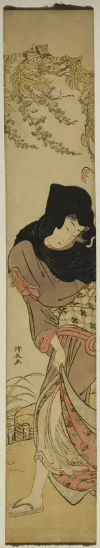 Woman under Windblown Wisteria
