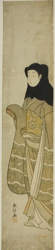 Woman Wearing Black Hood Wall Art by Suzuki Harunobu - High-Resolution Digital Print