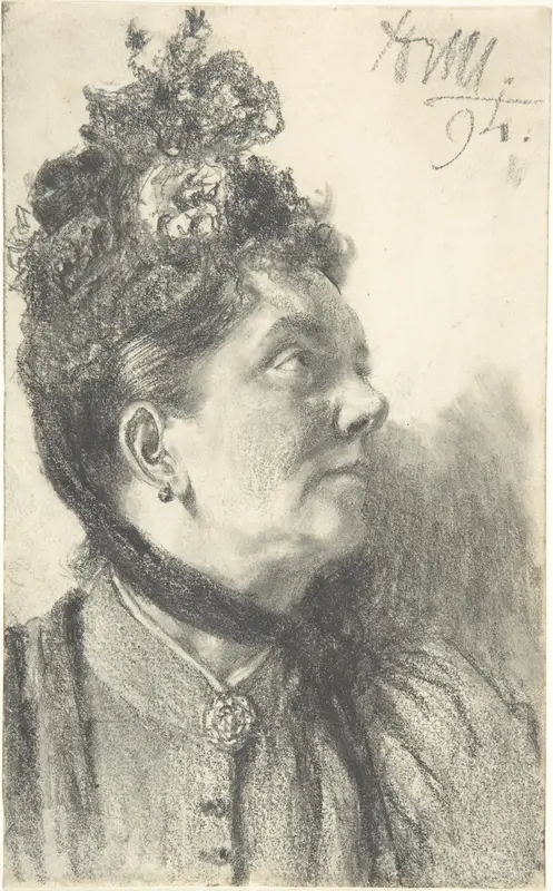 Woman with a Crushed Velvet Hat Wall Art by Adolph Menzel - High-Resolution Digital Print