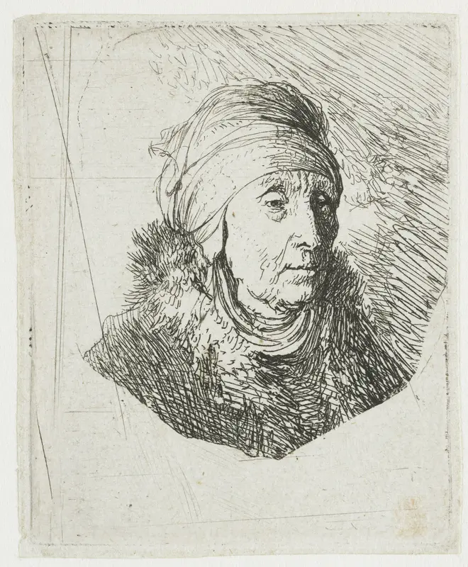 Woman with a High Headdress Wall Art by Rembrandt van Rijn - High-Resolution Digital Print