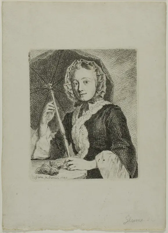 Woman with a Parasol (Mrs. Friedrich Christian Glume, Sister-in-Law of the Artist) Wall Art by Johann Gottlieb Glume - High-Resolution Digital Print