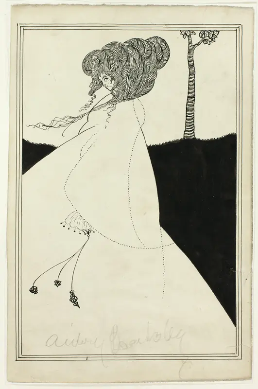 Woman with Elaborate Coiffure Wall Art by Imitator of Aubrey Vincent Beardsley - High-Resolution Digital Print