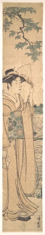 Woman with Fan on the Banks of the Sumida River