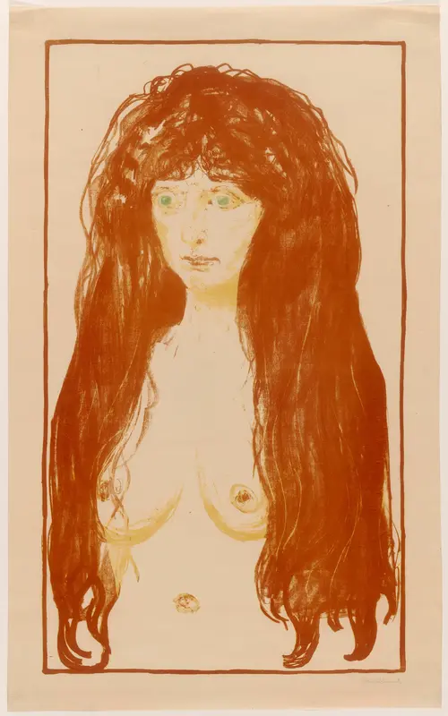 Woman with Red Hair and Green Eyes. The Sin Wall Art by Edvard Munch - High-Resolution Digital Print