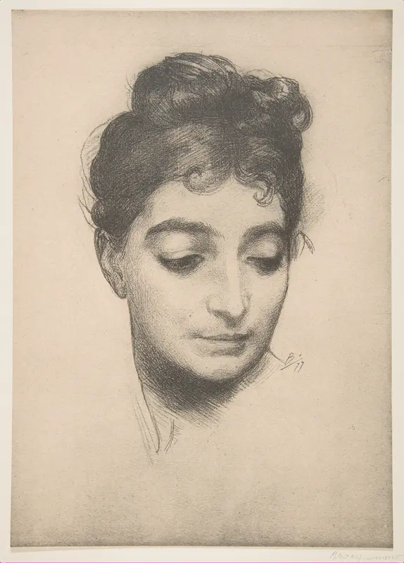 Woman's Head, from "L'Estampe Moderne" Wall Art by Félix Bracquemond - High-Resolution Digital Print