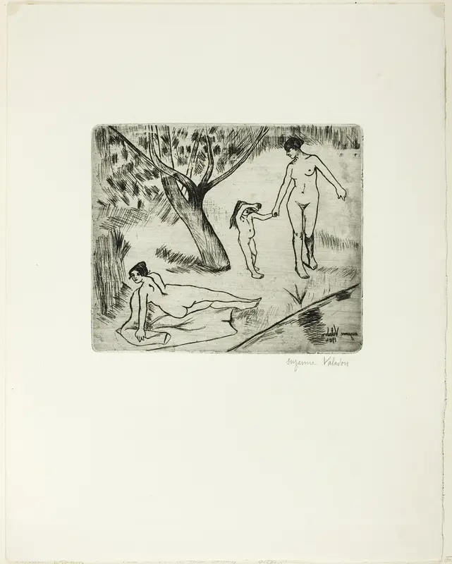 Women and Child at the Edge of the Water Wall Art by Suzanne Valadon - High-Resolution Digital Print