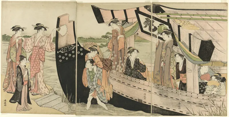Women Coming Ashore from a Pleasure Boat on the Sumida River