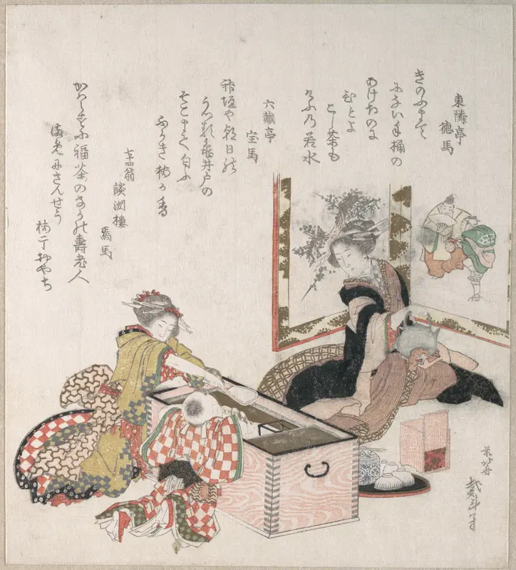 Women Preparing Tea Around the Fire-Holder
