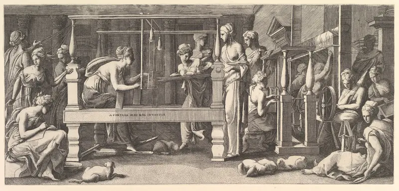 Women spinning, weaving and sewing Wall Art by Master FG - High-Resolution Digital Print