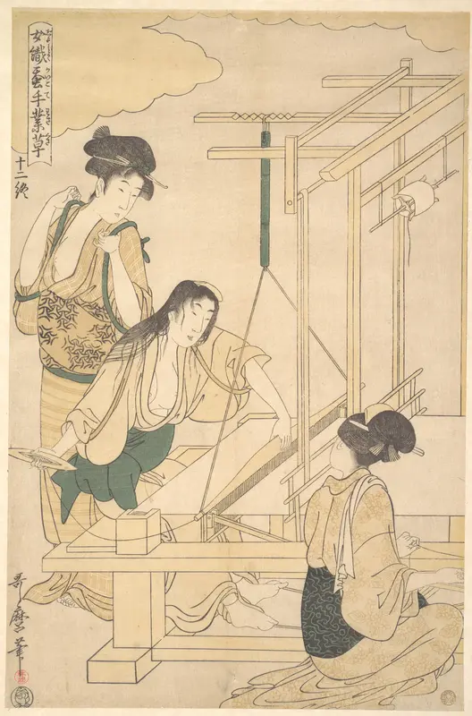 Women Weaving Silk Cloth