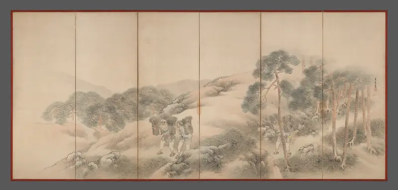 Woodcutters and Fishermen Wall Art by Matsumura Goshun - High-Resolution Digital Print