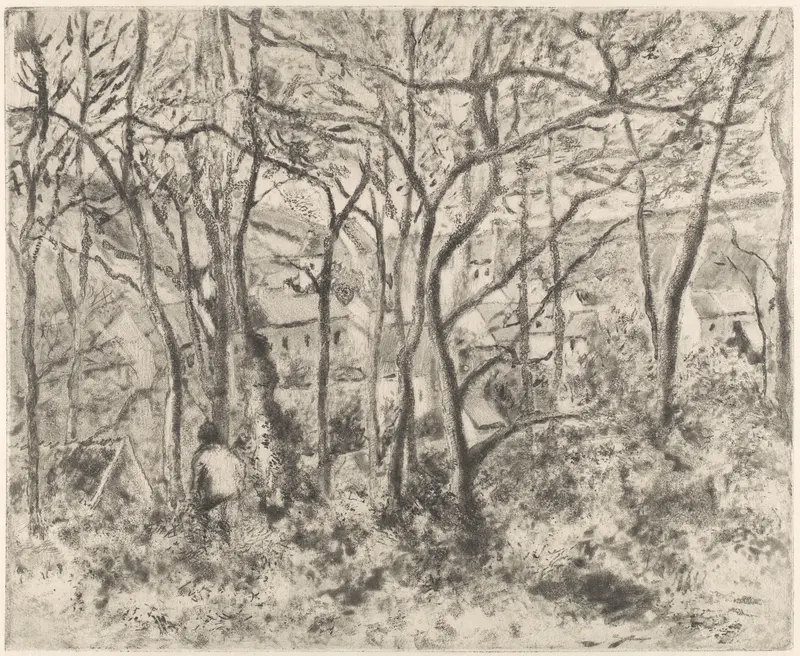 Wooded Landscape at L'Hermitage, Pontoise Wall Art by Camille Pissarro - High-Resolution Digital Print