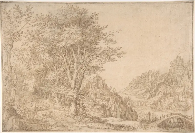 Wooded Landscape with a River, Castle, and Town Beyond Wall Art by Denijs van Alsloot - High-Resolution Digital Print