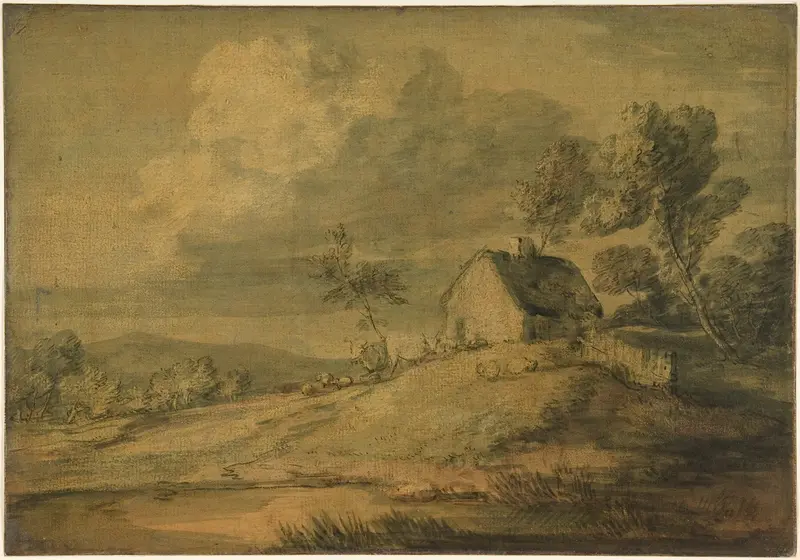 Wooded Landscape with Cottage, Cows and Sheep Wall Art by Thomas Gainsborough - High-Resolution Digital Print