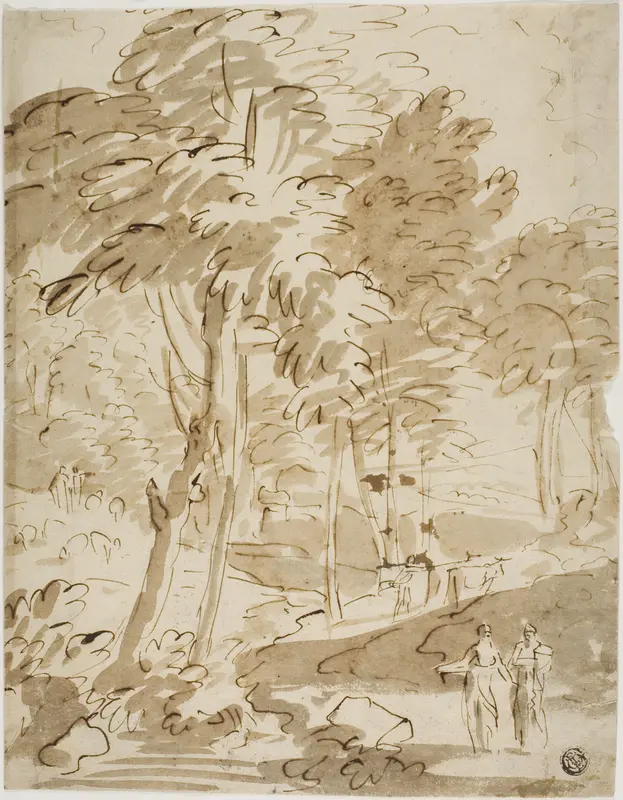 Wooded Landscape with Figures and Animals Wall Art by Unknown - High-Resolution Digital Print