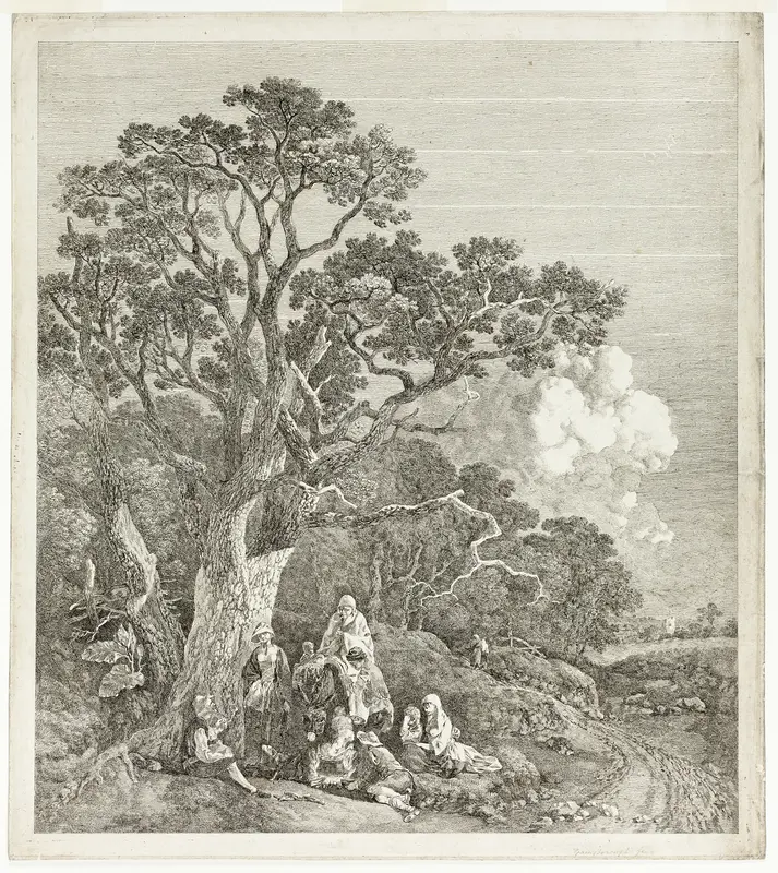 Wooded Landscape with Gypsies Gathered Round a Fire Wall Art by Thomas Gainsborough - High-Resolution Digital Print