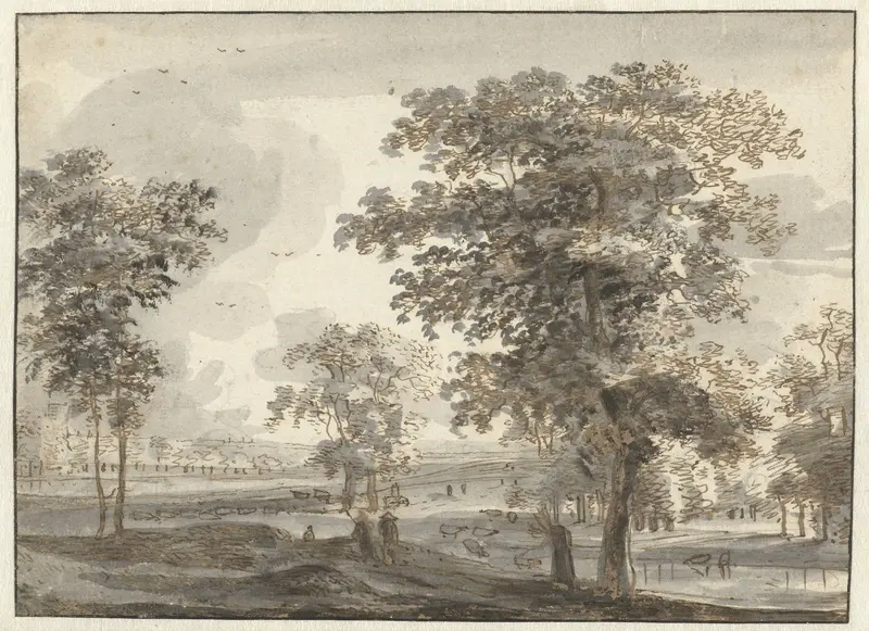 Wooded Landscape with Herdsmen near a River Wall Art by Roelant Roghman - High-Resolution Digital Print