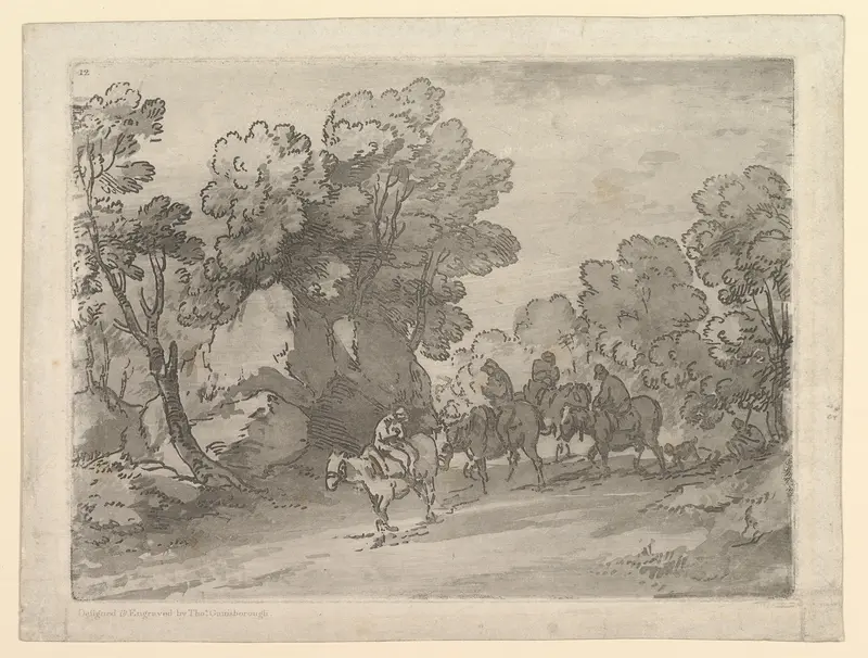 Wooded Landscape with Riders Wall Art by Thomas Gainsborough - High-Resolution Digital Print