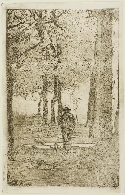 Wooded Walk with Figure Wall Art by Giovanni Fattori - High-Resolution Digital Print