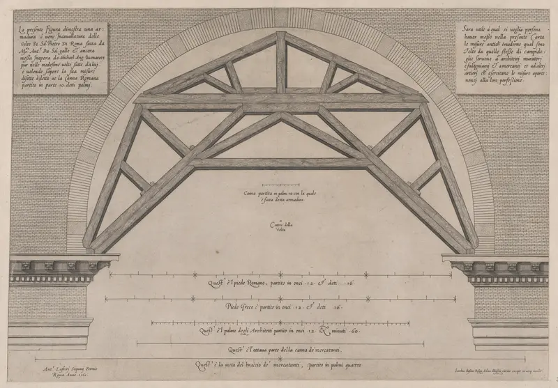 Wooden Framework to Support Arches in a Building, from "Speculum Romanae Magnificentiae" Wall Art by Jacob Bos - High-Resolution Digital Print