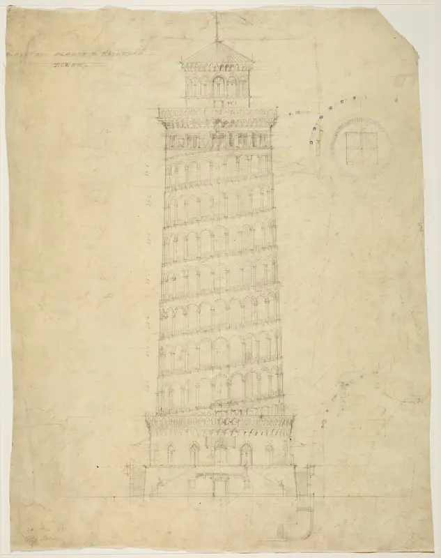 World's Columbian Exposition Elevated Electric Railroad Tower, Chicago, Illinois, Elevation