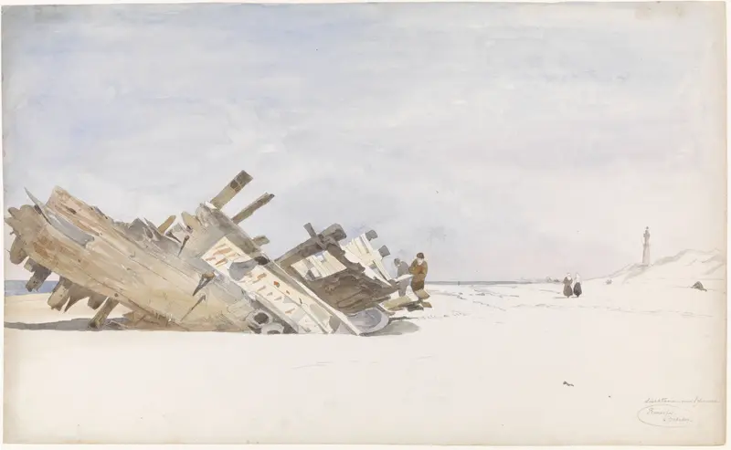 Wrakhout op het strand van Renesse te Schouwen-Duivenland Wall Art by Willem Anthonie van Deventer - High-Resolution Digital Print