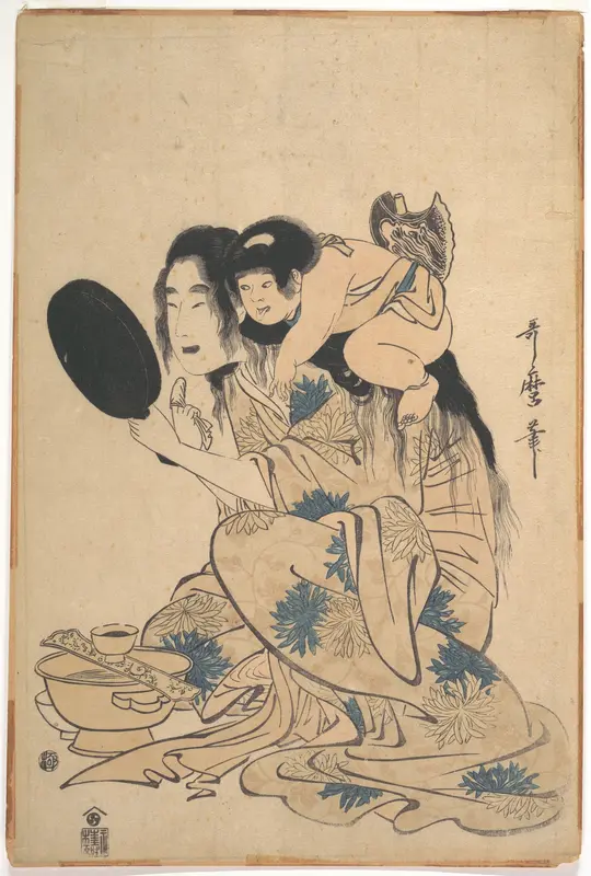 Yamauba Blackening her Teeth, with Kintarō