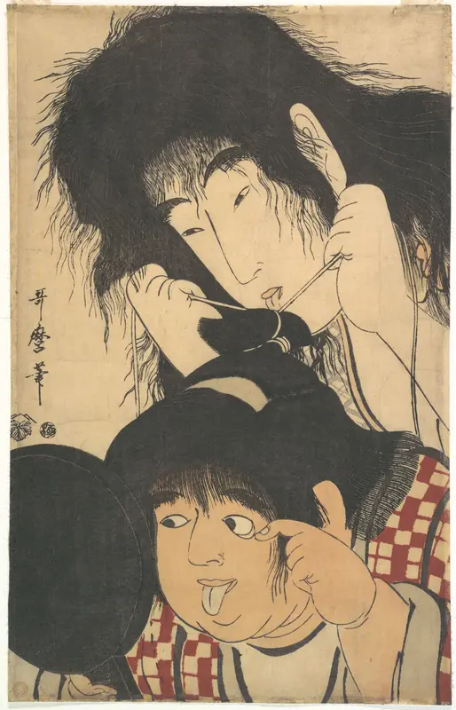 Yamauba Tying Kintarō’s Topknot