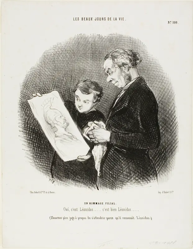 “Yes, it is Leonidas...... No Question, it is Leonidas!” (The happy father deems it appropriate to be moved by recognizing Leonidas), plate 100 from Les Beaux Jours De La Vie