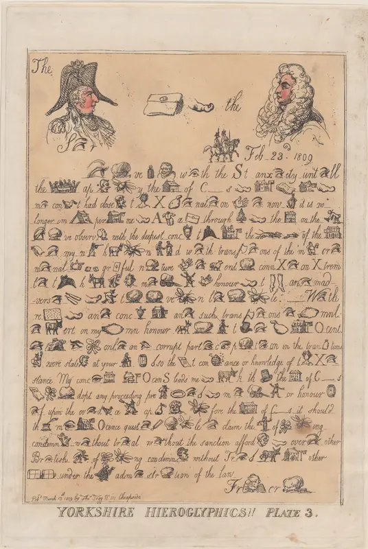 Yorkshire Hieroglyphics, Plate 3 Wall Art by Thomas Rowlandson - High-Resolution Digital Print