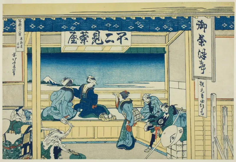 Yoshida on the Tokaido (Tokaido Yoshida), from the series "Thirty-six Views of Mount Fuji (Fugaku sanjurokkei)"