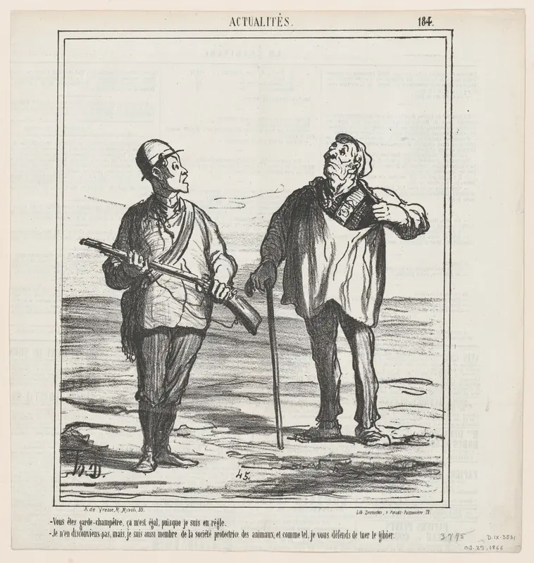 You are a warden, it is all right for me since I have a license, from "News of the day" Wall Art by Honoré Daumier - High-Resolution Digital Print