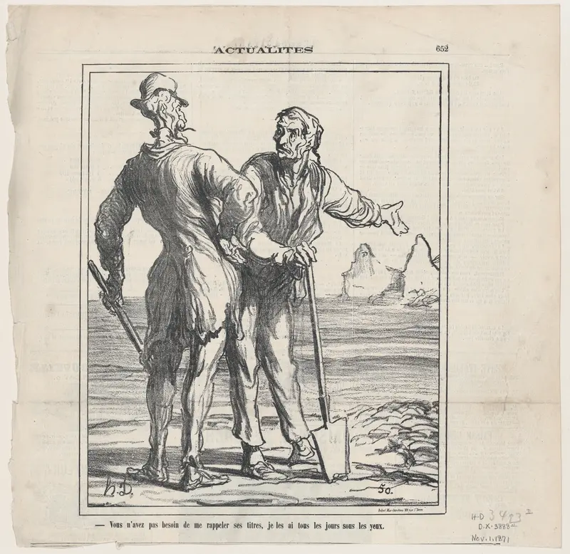 You don't need to remind me of his achievements. Every day I have them in front of my eyes, from 'News of the day,' published in Le Charivari, November 1, 1871 Wall Art by Honoré Daumier - High-Resolution Digital Print