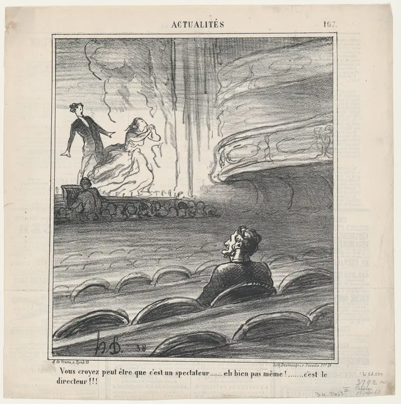You may suspect that this is a spectator! But you are wrong.... It's the manager of the theater!, from 'News of the day,' published in Le Charivari, July 29, 1868 Wall Art by Honoré Daumier - High-Resolution Digital Print