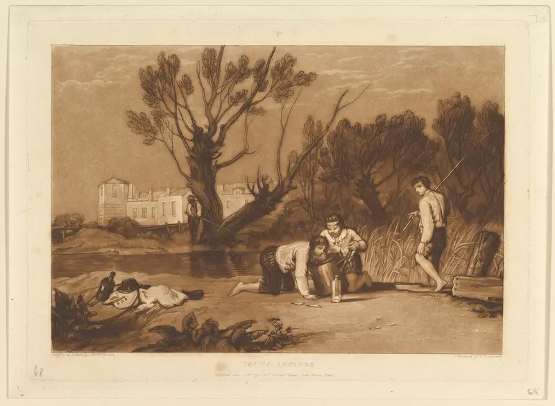 Young Anglers (Liber Studiorum, part VII, plate 32) Wall Art by Joseph Mallord William Turner - High-Resolution Digital Print