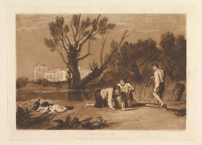 Young Anglers, part VII from "Liber Studiorum" Wall Art by Joseph Mallord William Turner - High-Resolution Digital Print