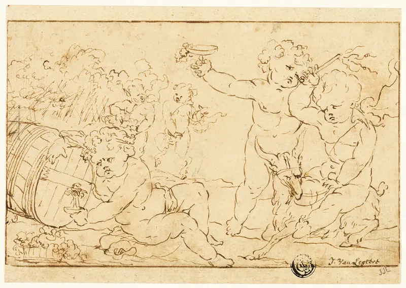 Young Bacchus and Companions Wall Art by Ignatius van Logteren - High-Resolution Digital Print