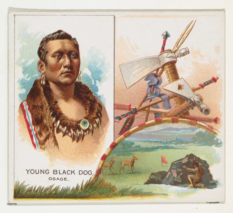 Young Black Dog, Osage, from the American Indian Chiefs series (N36) for Allen & Ginter Cigarettes Wall Art by Allen & Ginter - High-Resolution Digital Print